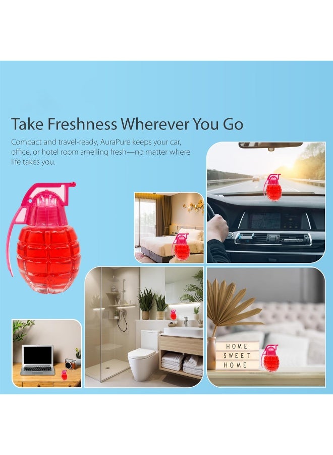 ان جي معطر جو للسيارة بتصميم قنبلة يدوية من NG، برائحة الفراولة، يدوم طويلاً للتحكم بالروائح، تصميم مقاوم للتسرب ومناسب لجميع الأحوال الجوية، يمكن وضعه على لوحة القيادة وحامل الأكواب، مناسب للسيارة والمنزل والمكتب وأماكن المعيشة - 794-519 - Image 3